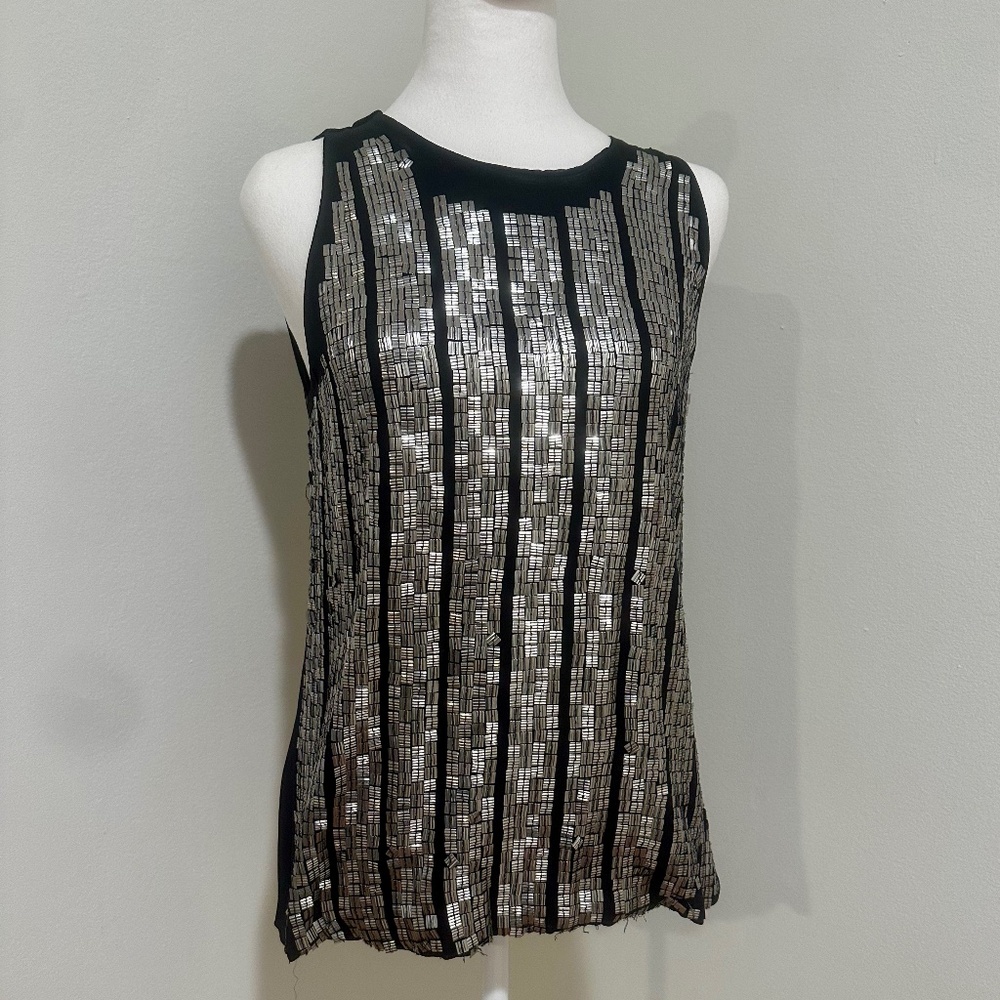 Tory Burch Black with Silver Sequins Tunic Size XS